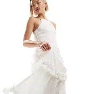 Vintage | Semi-Sheer White Pleated Silk Gauze Dress